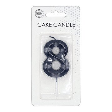 Kuchenkerze 6 cm, Metallic-Schwarz, Nr. 8