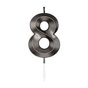 Kuchenkerze 6 cm, Metallic-Schwarz, Nr. 8