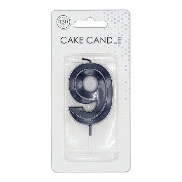 Cake Candle 6cm Metallic Black no. 9