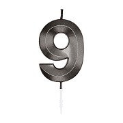 Cake Candle 6cm Metallic Black no. 9