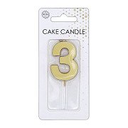 Cake candle 4.5cm Metallic Gold no. 3