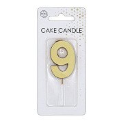 Cake candle 4.5cm Metallic Gold no. 9