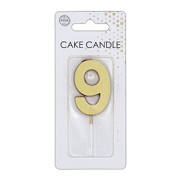 Cake candle 4.5cm Metallic Gold no. 9