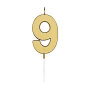 Cake candle 4.5cm Metallic Gold no. 9