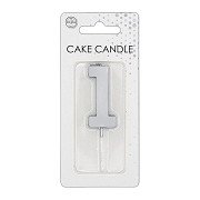 Cake Candle 4.5cm Metallic Silver no. 1