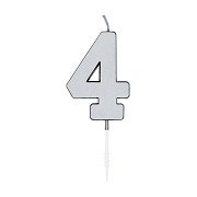 Kuchenkerze 4,5 cm, metallisch silber, Nr. 4