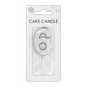 Cake candle 4.5cm Metallic Silver no. 6