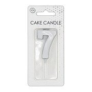 Cake Candle 4.5cm Metallic Silver no. 7