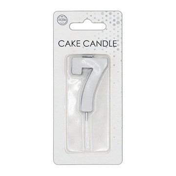 Taartkaars 4,5cm Metallic Zilver no. 7