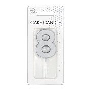 Cake Candle 4.5cm Metallic Silver no. 8