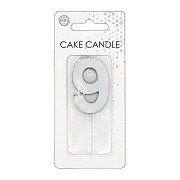 Cake Candle 4.5cm Metallic Silver no. 9