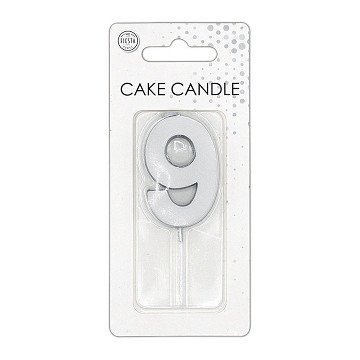Cake Candle 4.5cm Metallic Silver no. 9