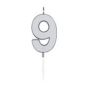 Cake Candle 4.5cm Metallic Silver no. 9