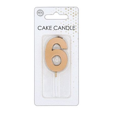Taartkaars 4,5cm Metallic Rose Goud no. 6