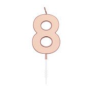 Kuchenkerze 4,5 cm, Metallic-Roségold, Nr. 8