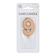 Cake Candle 4.5cm Metallic Rose Gold no. 9
