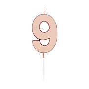 Cake Candle 4.5cm Metallic Rose Gold no. 9