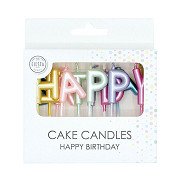 Cake Candle Set "Happy Birthday" Pastel Colors