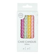 Cake Candles 8cm Spiral-Shaped with Pearlescent Holders - 6 pcs.