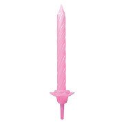 Cake Candles with Holders Light Pink - 12 pcs.