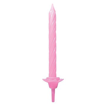 Taartkaarsen met Houders Licht Roze - 12st.