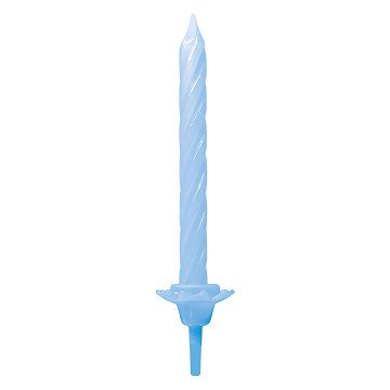 Cake Candles with Holders Light Blue - 12 pcs.