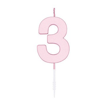 Kuchenkerze 4,5 cm, Pastellrosa, Nr. 3