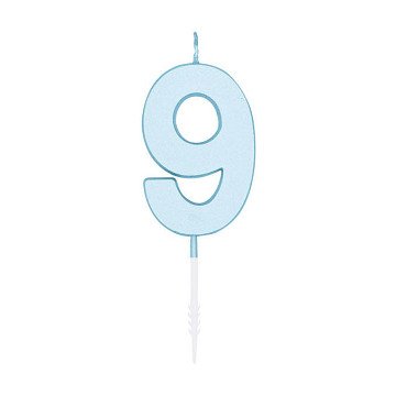 Cake candle 4.5cm Pastel Blue no. 9