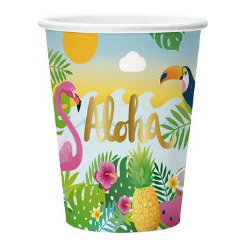 Aloha Pappbecher 210ml - 8 Stück.