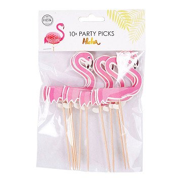 Cocktailprikkers Flamingo 10x6cm Aloha - 10st.