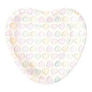Papieren Borden 23cm Hartvormig Watercolors Hearts - 8st.