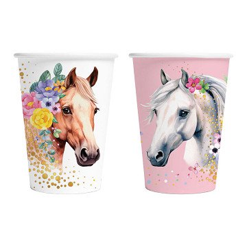 Papieren Bekers 210ml Paarden - 8st.