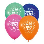 12 Inch Happy Birthday Balloons - 8 pcs.