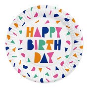 Papieren Borden 23cm Happy Birthday - 8st.