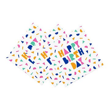 Papieren Servetten 33x33cm Happy Birthday - 20st.