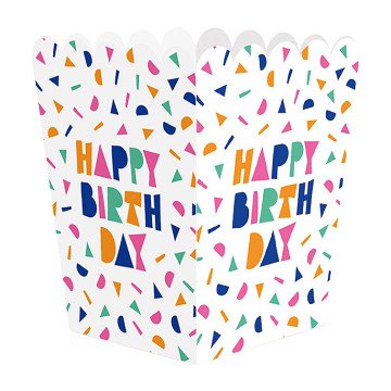 Papieren Snackboxen Happy Birthday - 8st.
