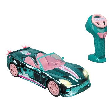 Barbie Mondo Motors RC Bestuurbare Auto - Verchroomd Blauw 65 Jaar Jubileum Editie