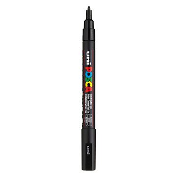 Uni Posca PC3M Acrylmarker Zwart - ronde punt tot 1,3 mm
