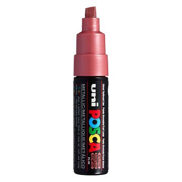 Uni Posca Verfmarker 8K Metallic Rood- beitelpunt 8mm