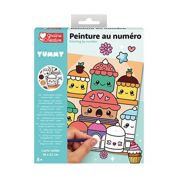 Graine Paint by Number Set Kawaii Cakes - incl. Acrylic Paint and Brush