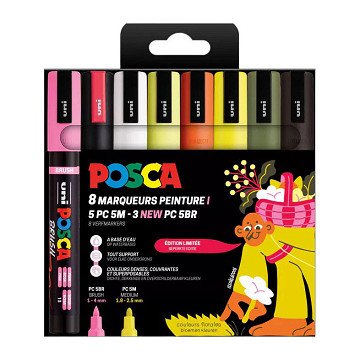 Uni Posca PC5M Markers Set Flowers Colors - 8 pcs.