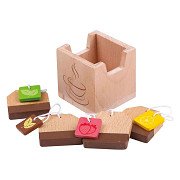 Bigjigs Houten Theezakjes in Bakje - 5dlg.