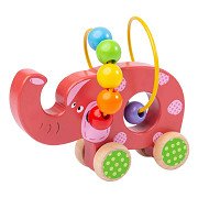 Bigjigs Holz-Schiebeelefant mit Perlenspirale