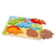 Bigjigs Holz-Dinosaurier-Puzzle - 5-teilig.
