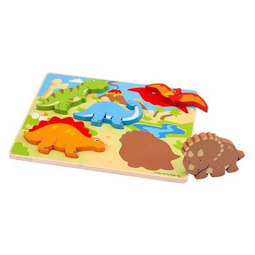 Bigjigs Holz-Dinosaurier-Puzzle - 5-teilig.