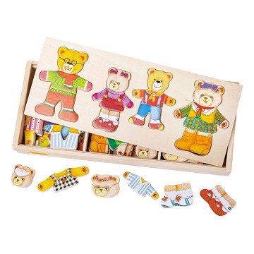 Bigjigs Holz-Anziehpuzzle Bärenfamilie - 72 Teile.
