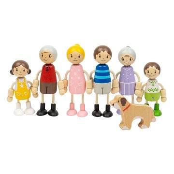 Bigjigs Houten Poppenhuis Familie - 7dlg.