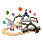 Bigjigs Houten Treinset Ruimtevaart - 40dlg.