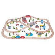Bigjigs Wooden Train Set City and Country, 101 pieces.