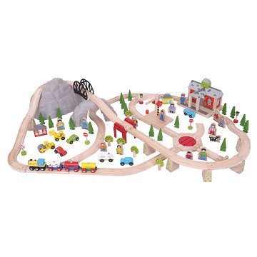 Bigjigs Wooden Train Set Alps, 112pcs.